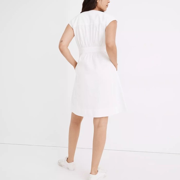 Madewell Denim Cap-sleeve Button-front Dress in Tile White, Sz 2 NWT - Picture 3 of 5